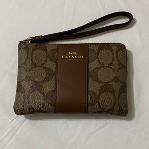 Coach Signature Brown Wristlet